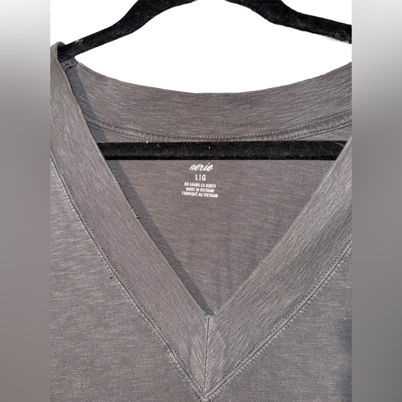 Aerie Gray V-Neck Short Sleeve Midi Dress Size Large - Picture 3 of 4